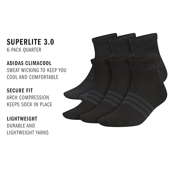 Adidas Superlite 3.0 6-Pack Quarter Socks