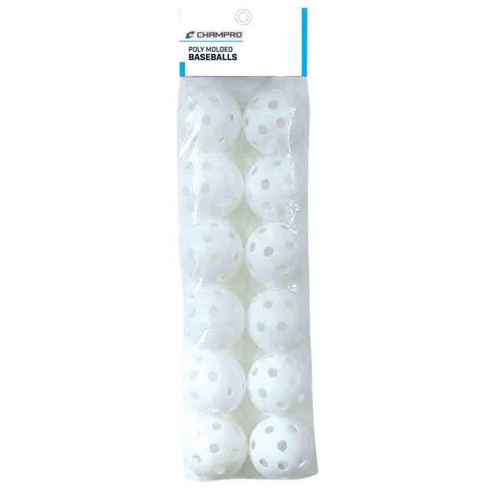 Champro 9" White poly molded wiffle balls (12 pack) RETAIL