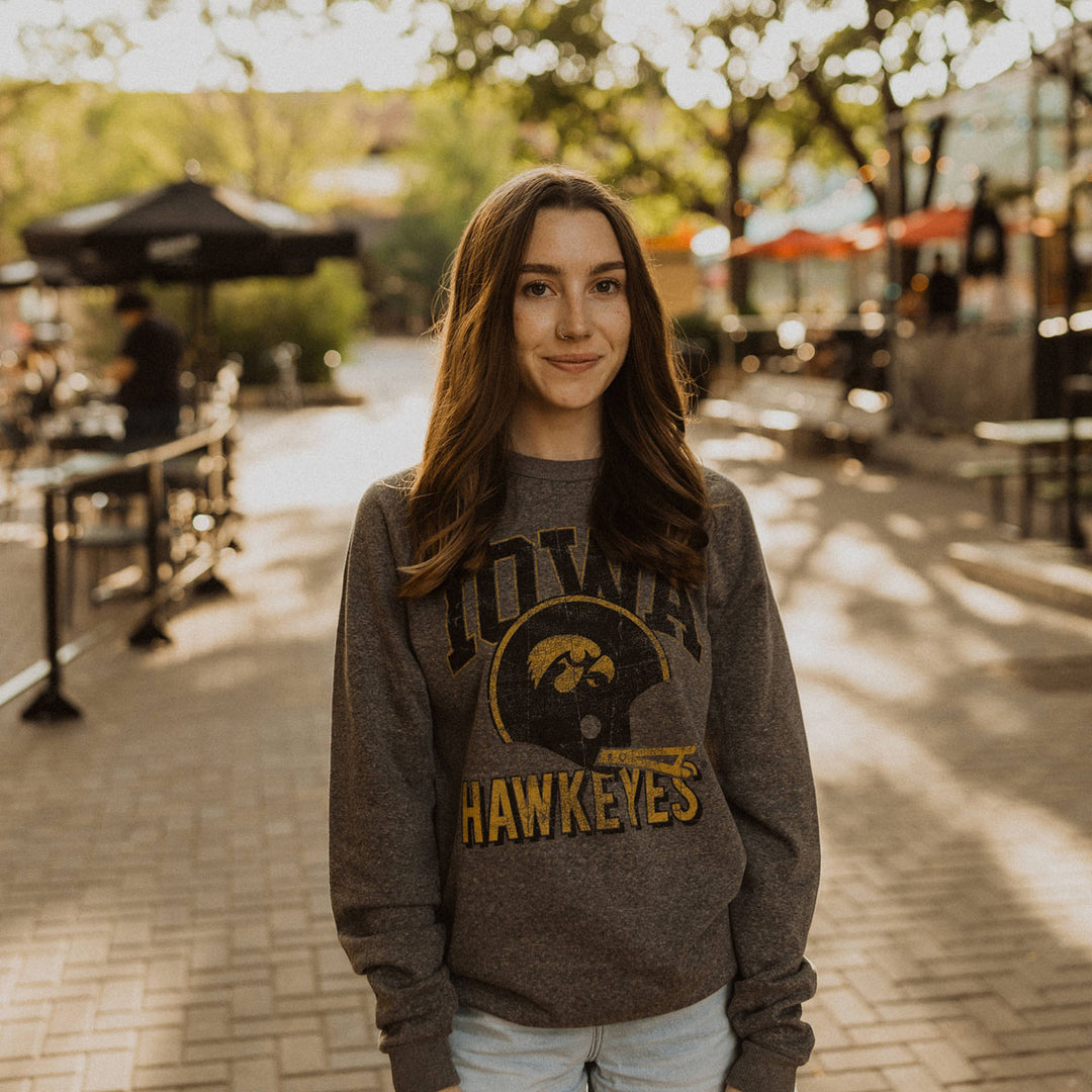 Iowa Hawkeyes Football Helmet Triblend Crew