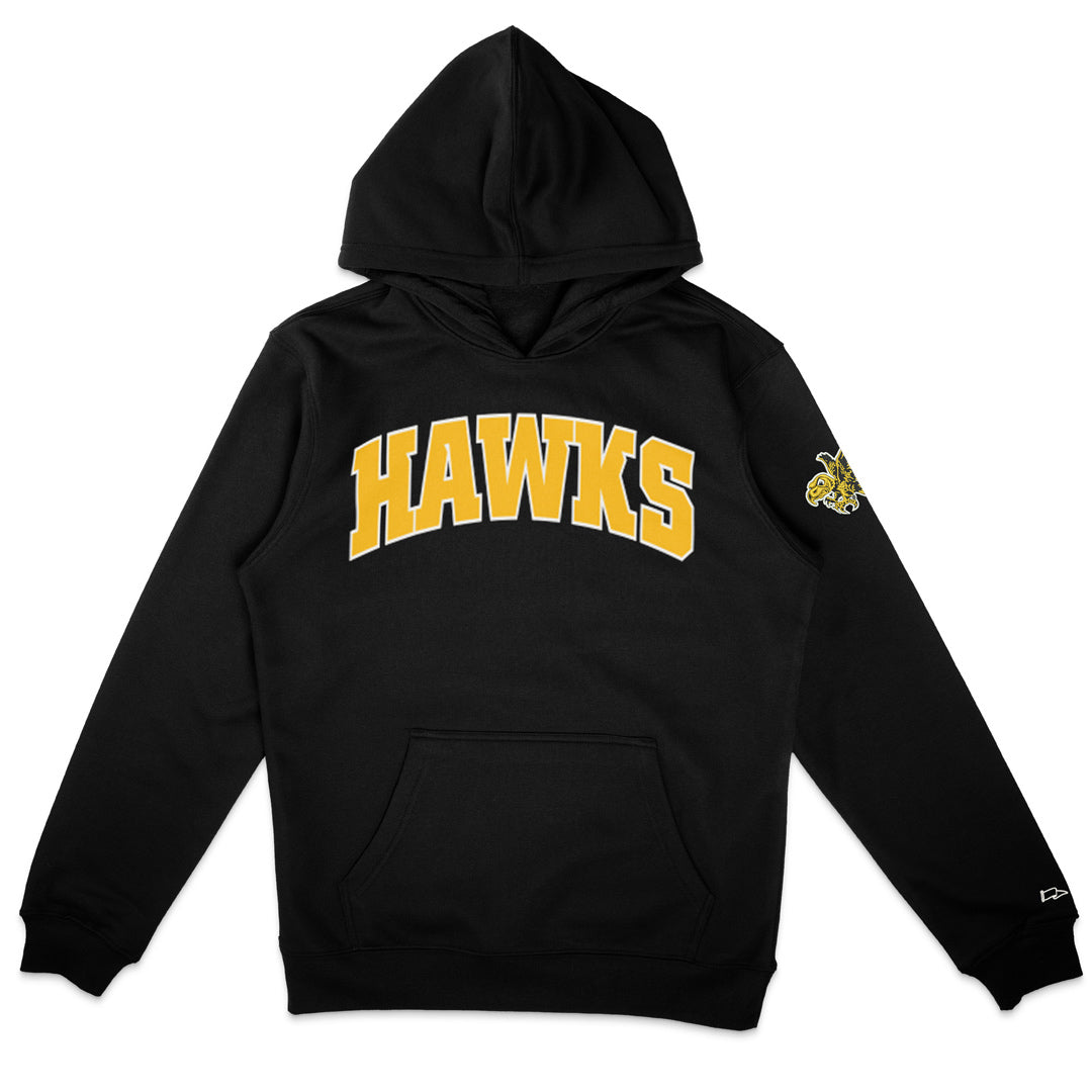 Iowa Hawkeyes Hawks Twill Decorated Hooded Sweatshirt-Black