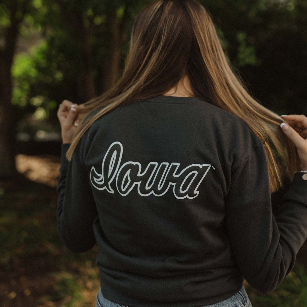 Iowa Script Puff Print Crew