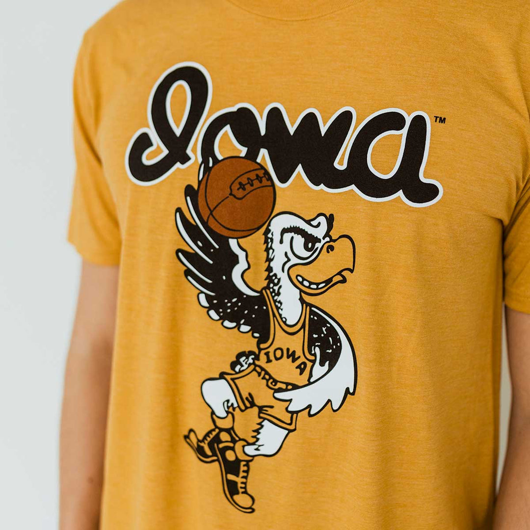 Iowa Gold Script Iowa Old Script Dunking Herky Triblend Short Sleeve Tee – Sully's Sports