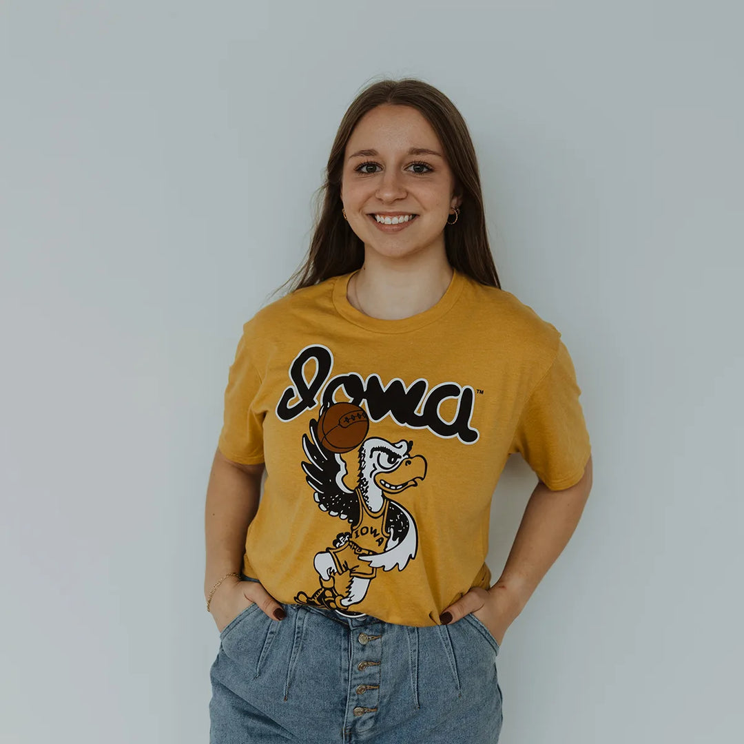 Iowa Old Script Dunking Herky Triblend Short Sleeve Tee
