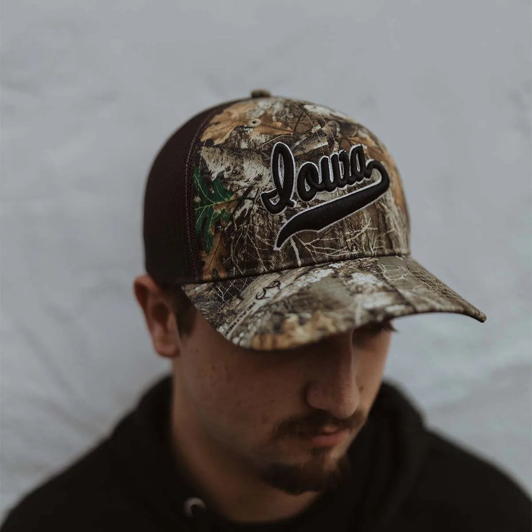 Iowa Script Camo Trucker Cap