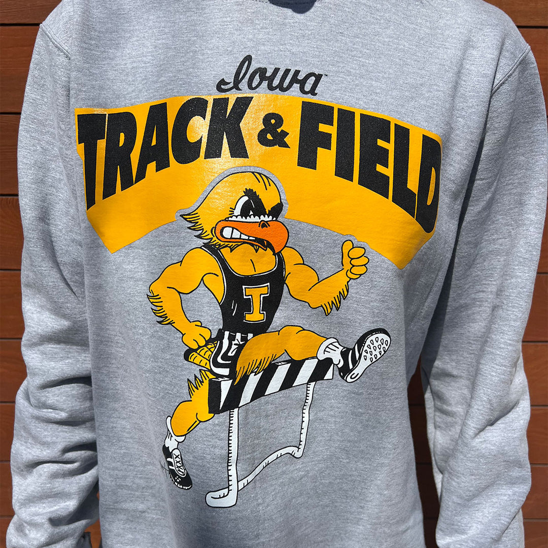 Iowa Track and Field Hurdle Herky Crewneck Sweatshirt