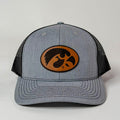 Iowa Hawkeye Tigerhawk Leather Patch Cap - Heather Grey/Black