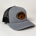 Iowa Hawkeye Tigerhawk Leather Patch Cap - Heather Grey/Black