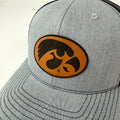 Iowa Hawkeye Tigerhawk Leather Patch Cap - Heather Grey/Black