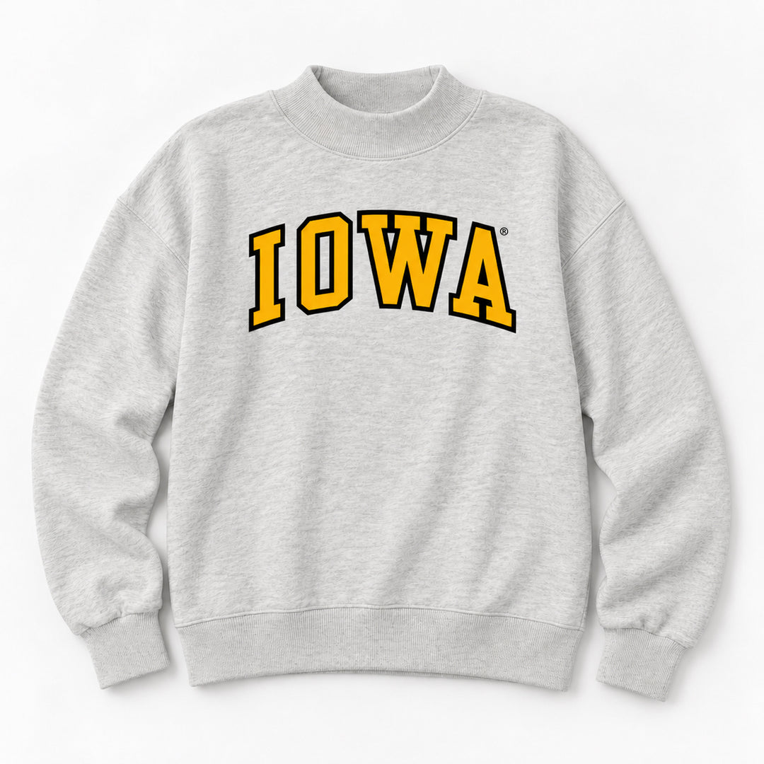 Iowa Arched Block Text Women's Mock-Neck Sweatshirt