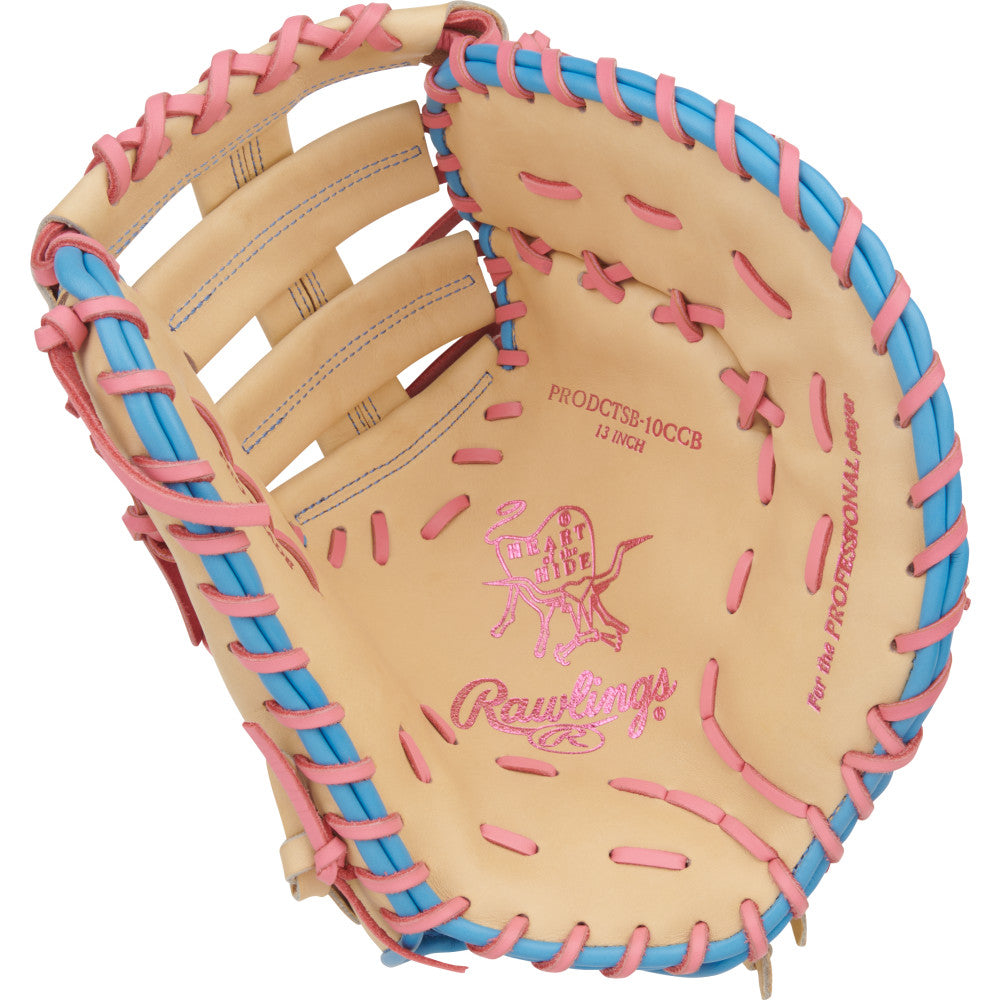 Rawlings Heart of the Hide Series First Base Mitt 13" Softball Glove - Camel/Pink/Columbia