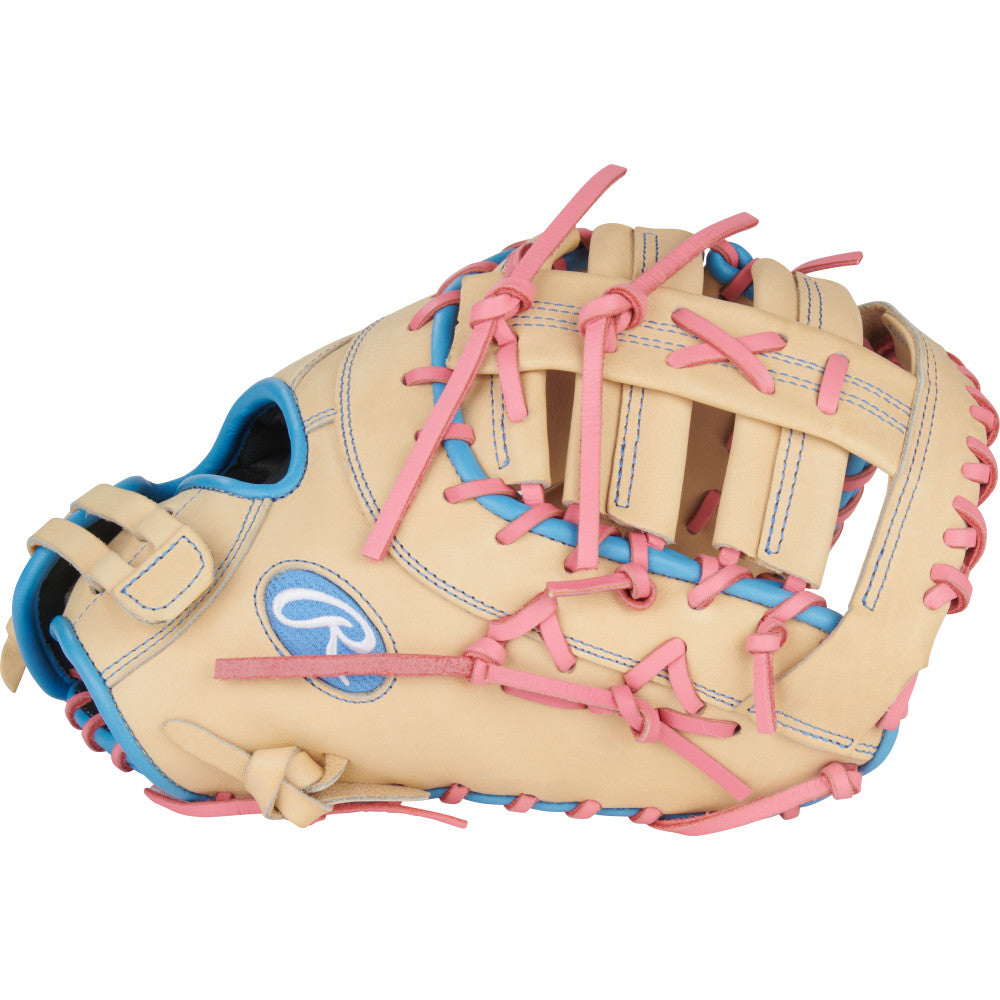 Rawlings Heart of the Hide Series First Base Mitt 13" Softball Glove - Camel/Pink/Columbia