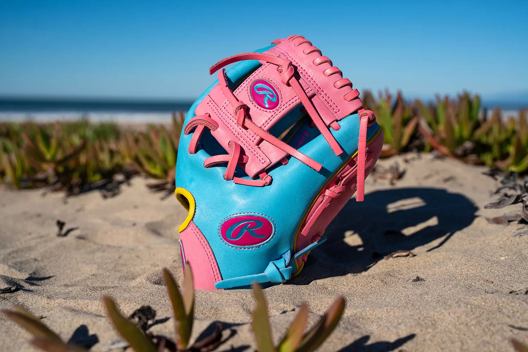 Rawlings Heart of the Hide Spring Break 11.5" Infield Baseball Glove - Columbia Blue/Pink