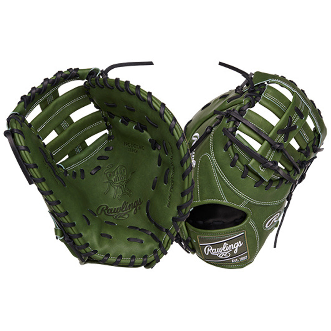 Rawlings Heart Of The Hide First Base Mitt 13" Double Bar - Military Green