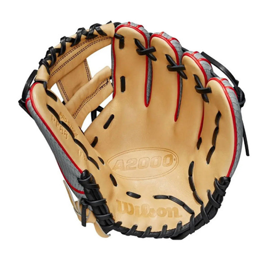 Wilson A2000 PF88 Super Snakeskin 11.25" Infield Glove Baseball Glove - Grey/Blonde/Red