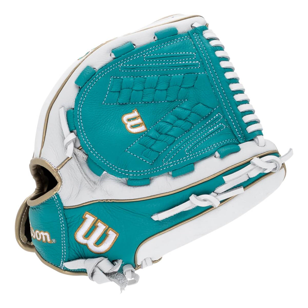 Wilson A500 12.5" Fastpitch Softball Glove - White/Teal