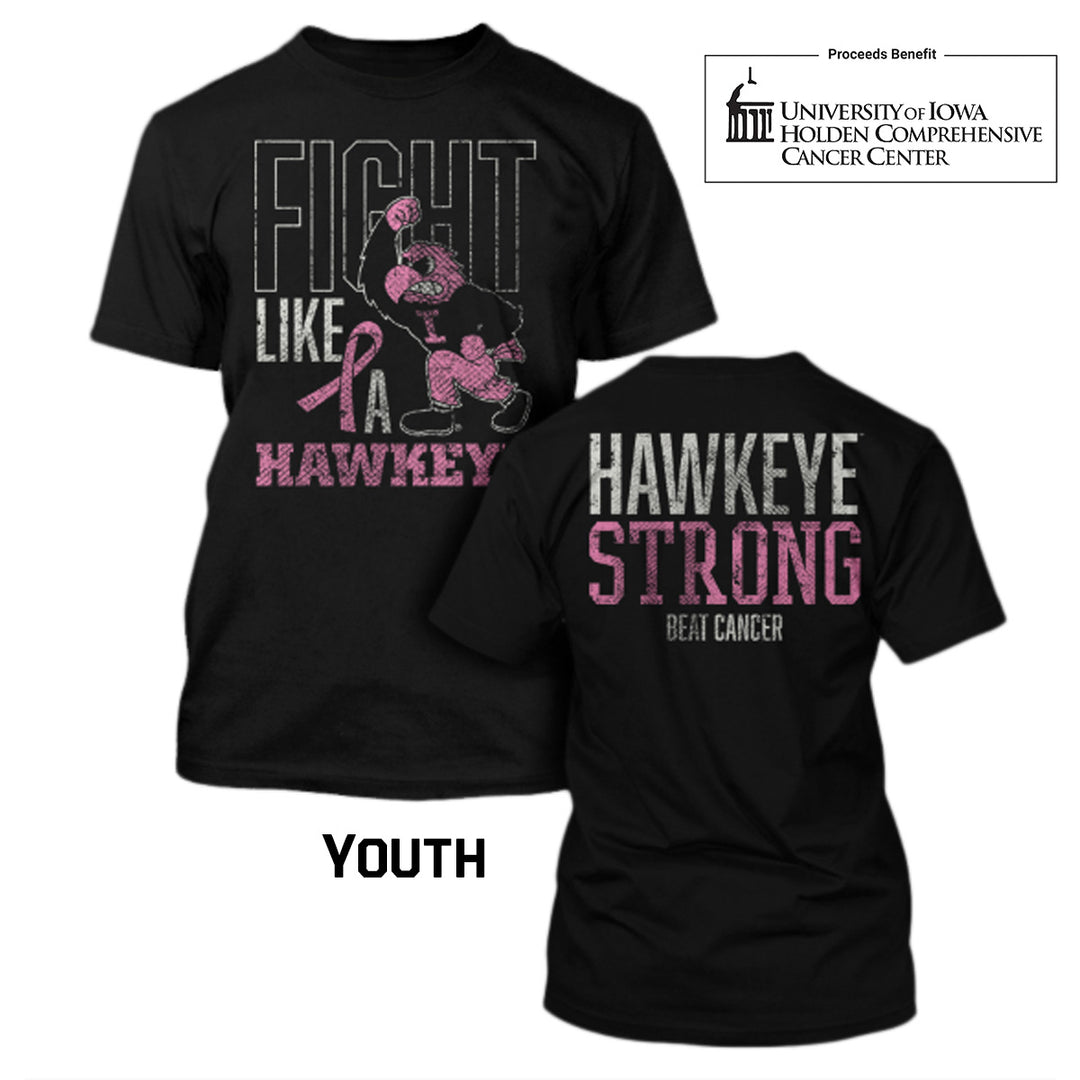 Beat Cancer, Fight Like A Hawkeye Youth Short Sleeve Tee - Black