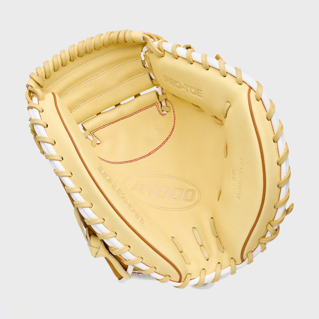 Wilson 2027 A1000 PF33 33" Catchers Mitt - Blonde/Saddle Tan/White/Cool Blue/Red