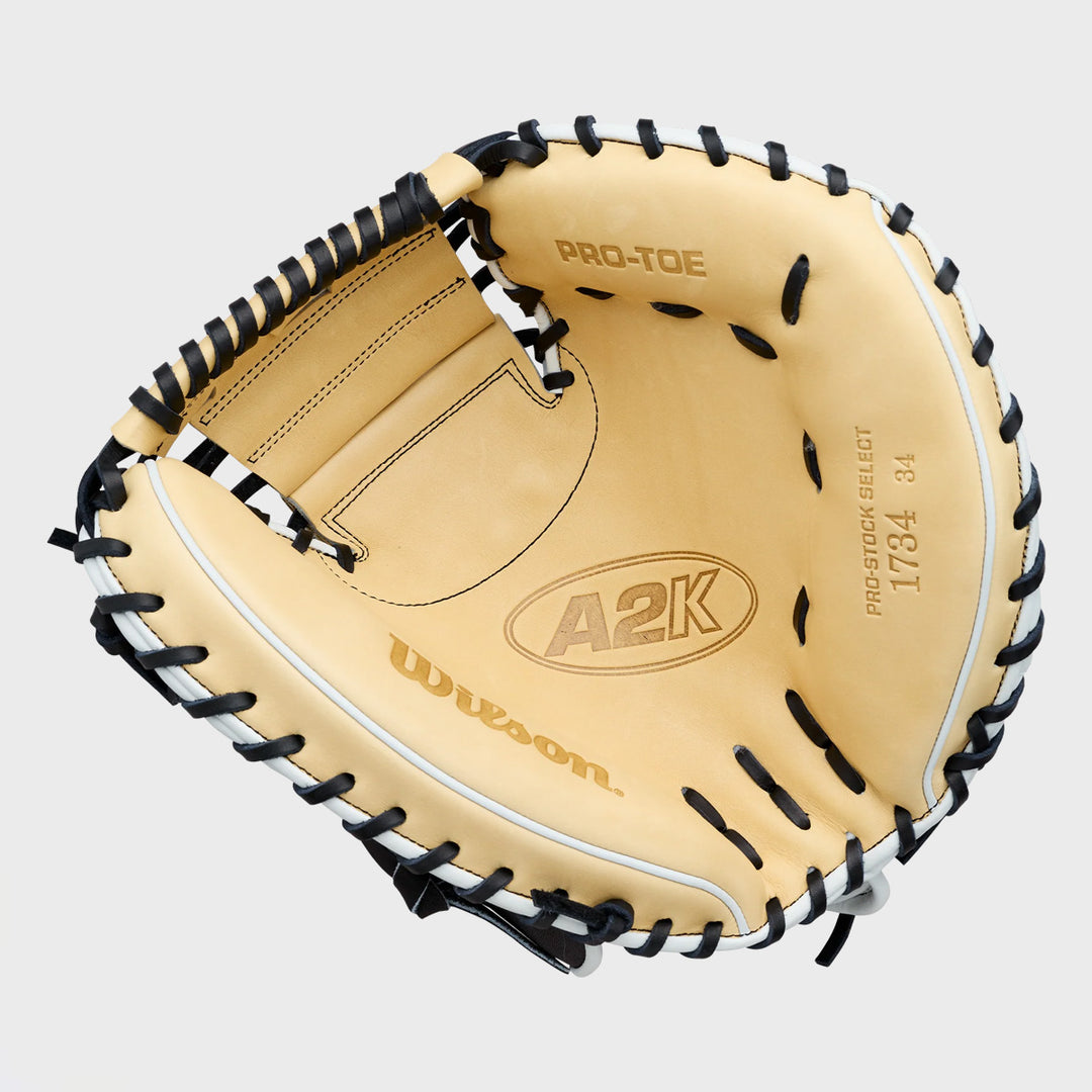Wilson 2027 A2K 1734 34" Catchers Mitt - Blonde/Black/White