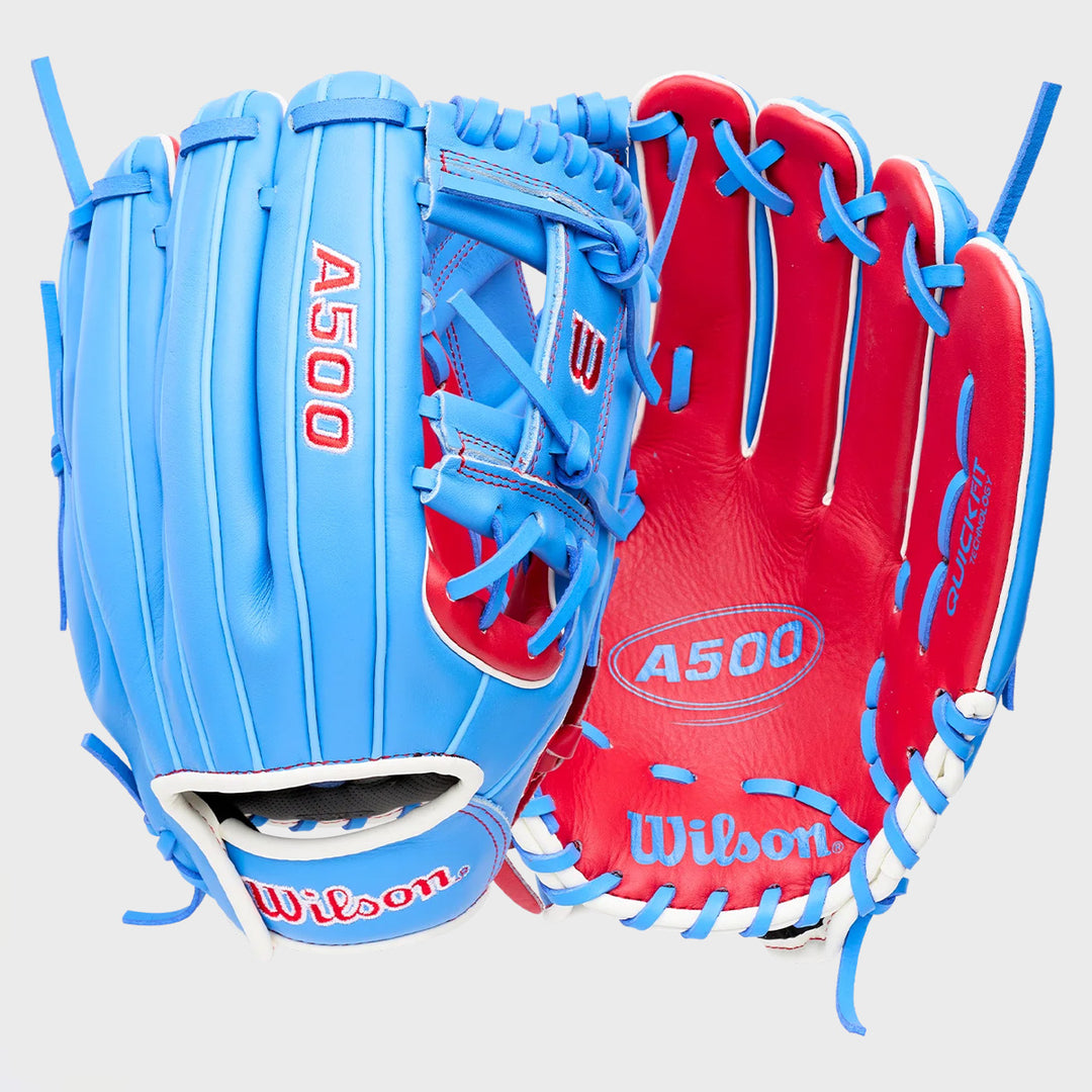 Wilson 2027 A500 11.5" Infield 27 w/ Quick-Fit Wrist System - Red/Cool Blue/White