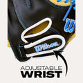 Wilson 2027 A500 32" Catchers Mitt w/ Quick-Fit Wrist System - Blonde/Black/Cool Blue/White