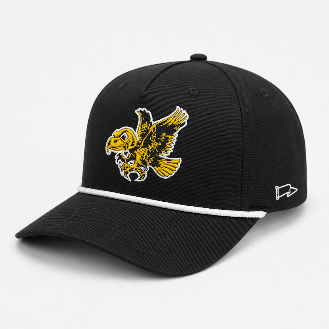 Iowa Hawkeyes Flying Herky Rope Cap-Black/White