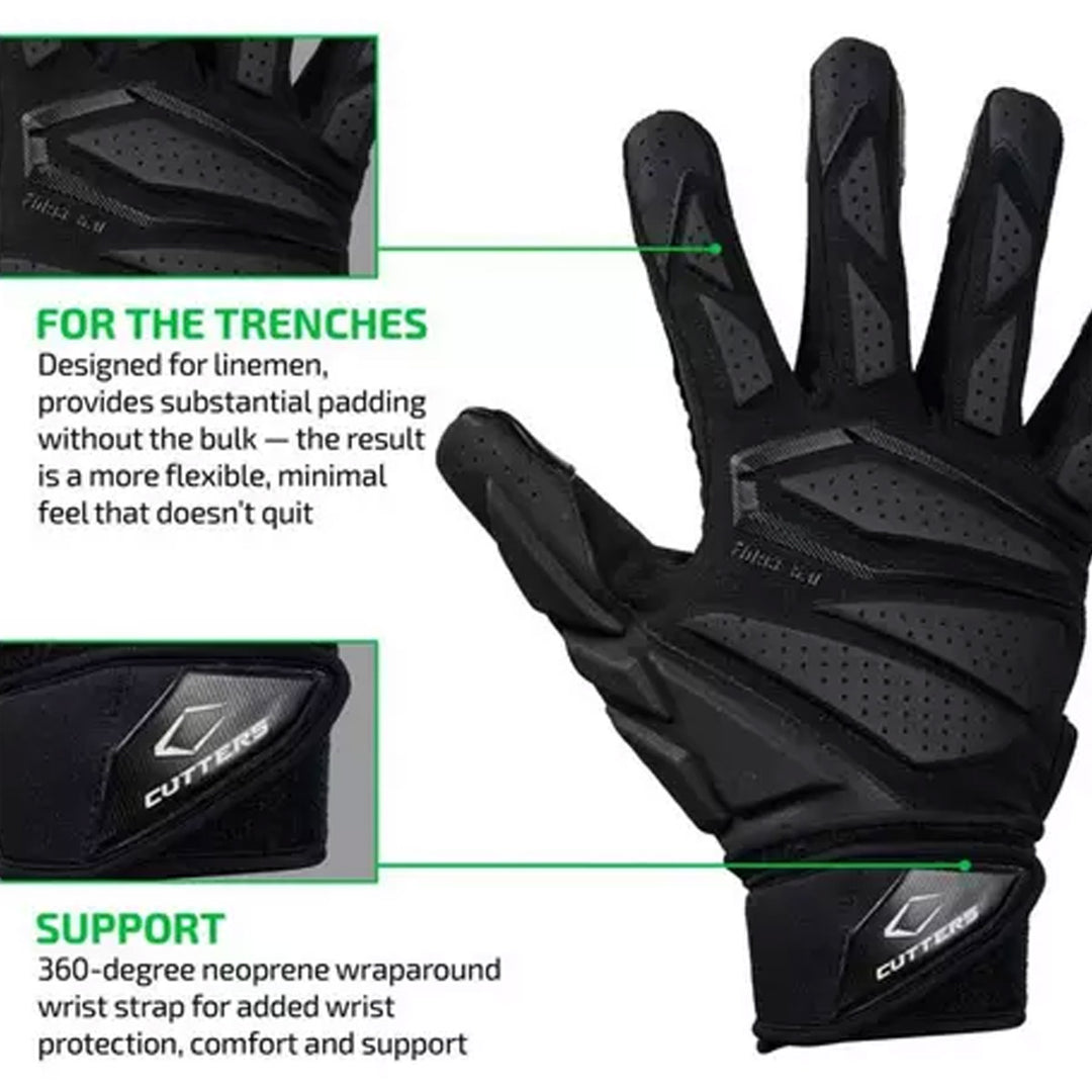 Cutters Force 6.0 Lineman Football Gloves