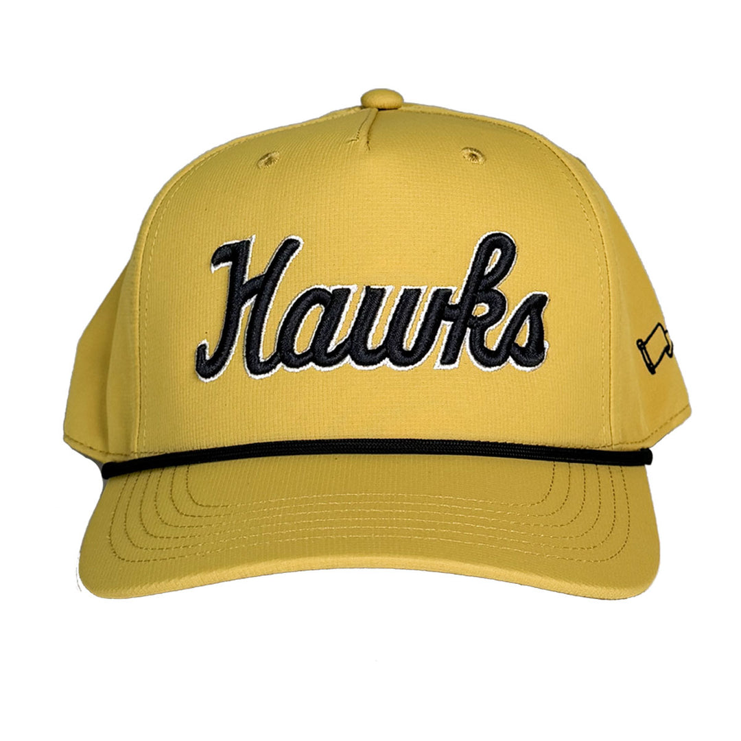 Iowa Hawks Script Rope Cap-Vintage Gold/Black