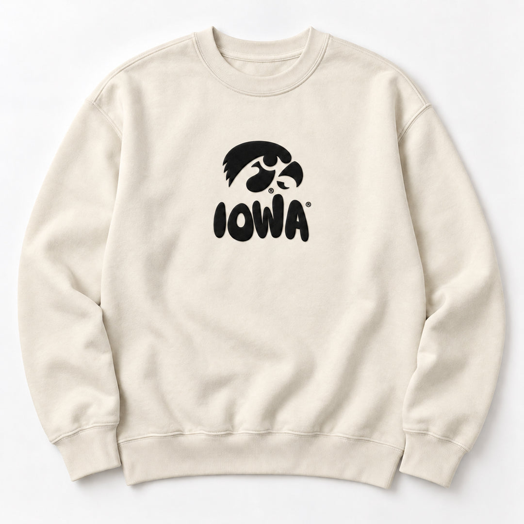 Iowa Hawkeyes Puff Print Bubble Letters Crewneck -