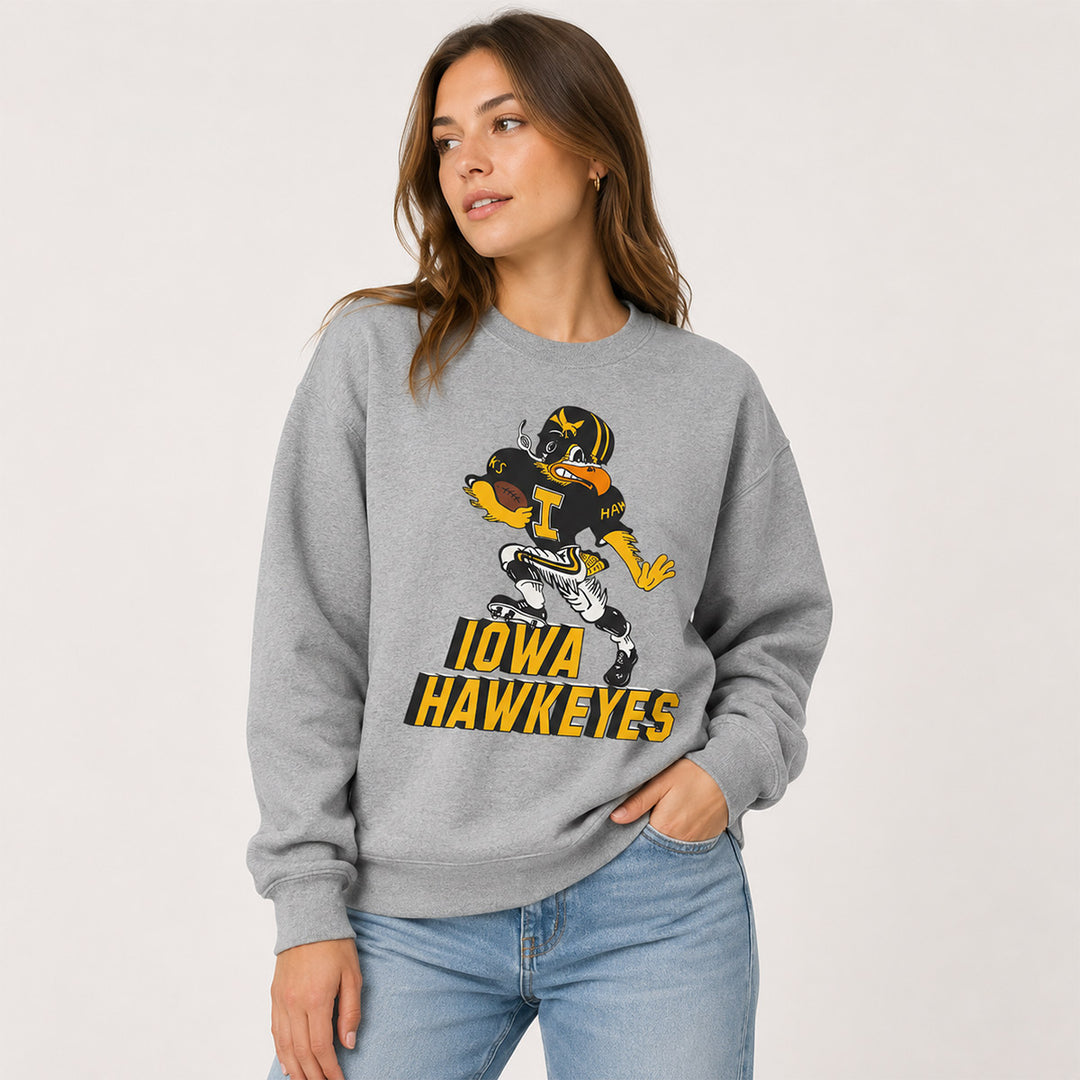 Iowa Hawkeyes Stiff-Arm Heavyweight Crewneck - Athletic Heather