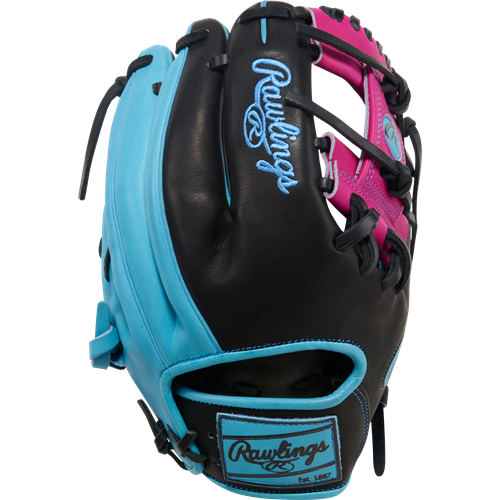 Rawlings Heart of the Hide Spring Break 11.5" Infield Baseball Glove - Black/Columbia Blue/Berry