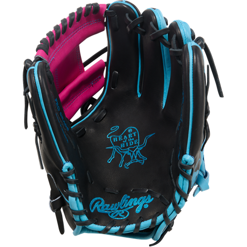Rawlings Heart of the Hide Spring Break 11.5" Infield Baseball Glove - Black/Columbia Blue/Berry