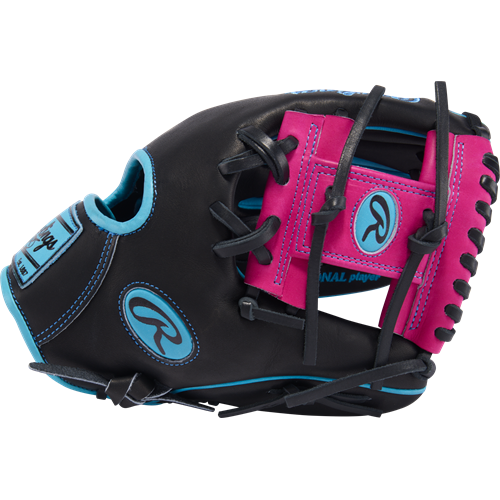 Rawlings Heart of the Hide Spring Break 11.5" Infield Baseball Glove - Black/Columbia Blue/Berry