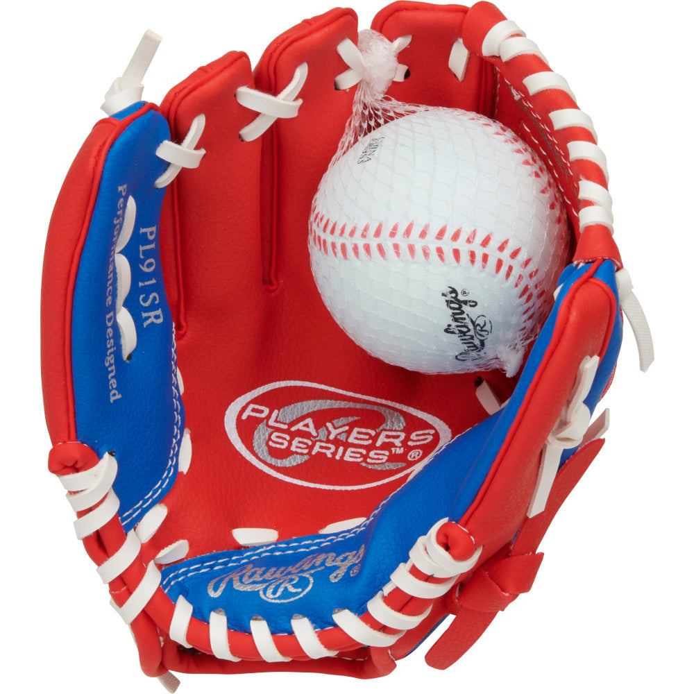 Rawlings Players Series Youth 9" Baseball Glove w/Ball - Scarlet/Royal